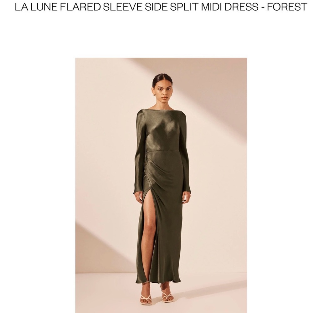 Shona Joy Olive Flared Sleeve Midi Dress